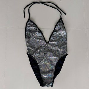 Ocean Moon Silver Foil Iridescent Bodysuit - Size Small